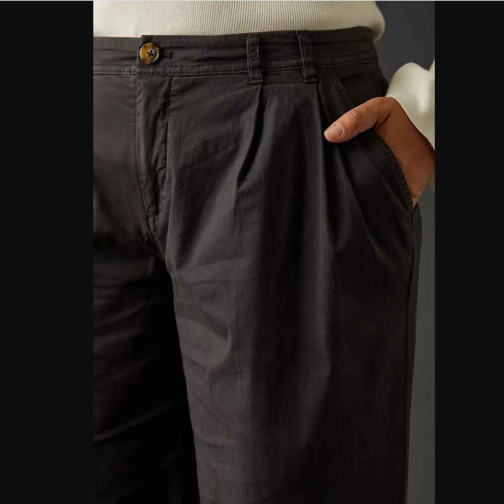 Anthropologie Mid-Rise Pleated Black Trousers 18W - New Plus - Picture 5 of 7